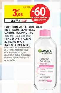 Solution Micellaire Tout en 1 Peaux Sensibles Garnier SkinActive