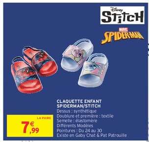 Claquette Enfant Spiderman/Stitch