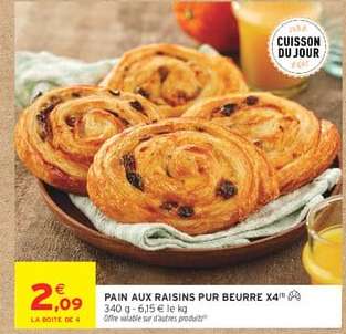 PAIN AUX RAISINS PUR BEURRE X4