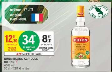 RHUM BLANC AGRICOLE "DILLON"