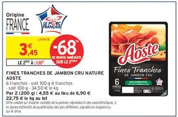 FINES TRANCHES DE JAMBON CRU NATURE AOSTE