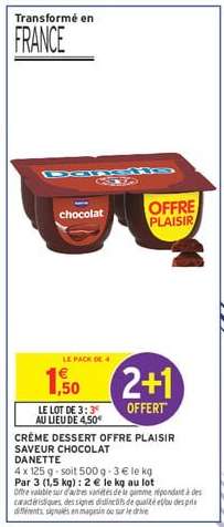 Crème Dessert Offre Plaisir Saveur Chocolat Danette