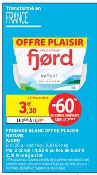 FROMAGE BLANC OFFRE PLAISIR NATURE