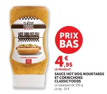 SAUCE HOT DOG MOURTARDE ET CORNICHONS CLASSIC FOODS