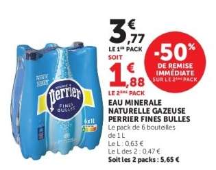 Eau minérale naturelle gazeuse PERRIER FINES BULLES