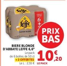 BIERE BLONDE D'ABBAYE LEFFE 6,6°