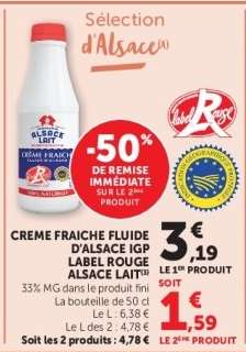 CREME FRAICHE FLUIDE D'ALSACE IGP LABEL ROUGE ALSACE LAIT