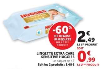 LINGETTE EXTRA CARE SENSITIVE HUGGIES