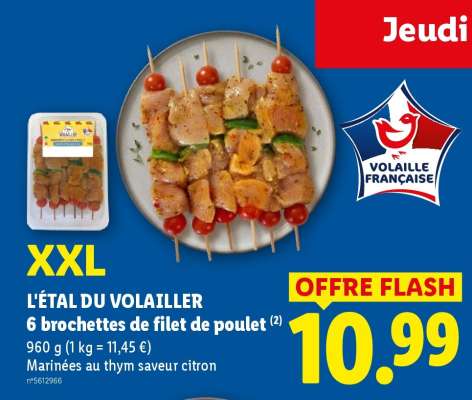 L'ÉTAL DU VOLAILLER 6 brochettes de filet de poulet