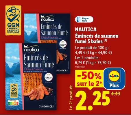 NAUTICA Émincés de saumon fumé 5 baies