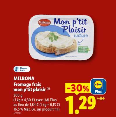 MILBONA Fromage frais mon p'tit plaisir