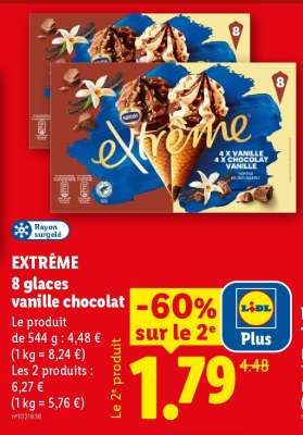 EXTRÊME 8 glaces vanille chocolat