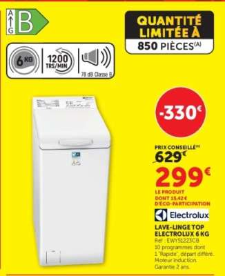 LAVE-LINGE TOP ELECTROLUX 6 KG