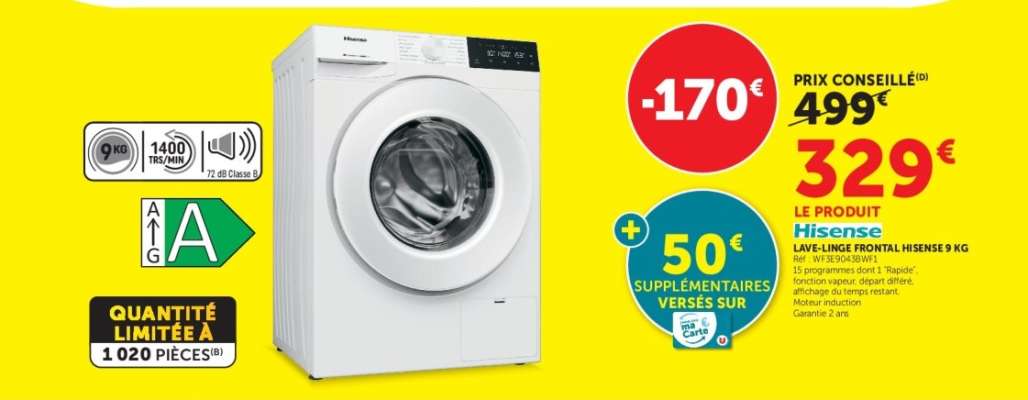 Hisense Lave-linge Frontal 9 kg