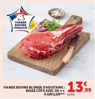 Viande Bovine Blonde d'Aquitaine : Basse Côte avec Os