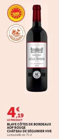 BLAYE CÔTES DE BORDEAUX AOP ROUGE CHÂTEAU DE SÉGUINIER HVE