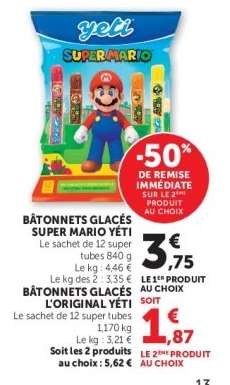 Bâtonnets glacés Super Mario Yéti