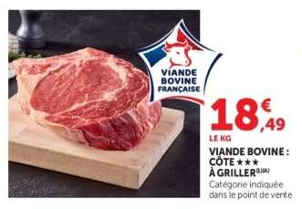 Viande Bovine : Côte à Griller