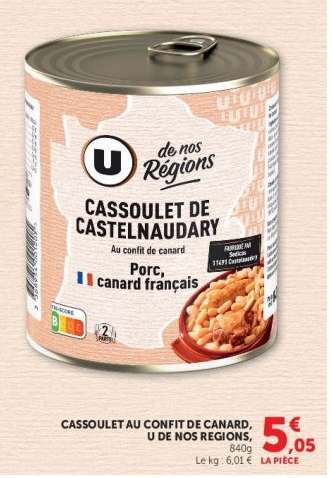 Cassoulet au confit de canard, U de Nos Régions