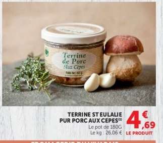 Terrine St Eulalie Pur Porc aux Cèpes