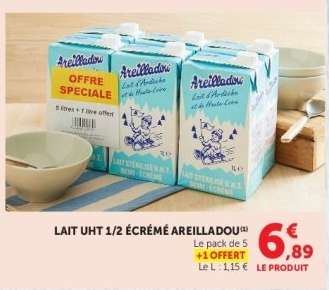 Lait UHT 1/2 Écrémé Areilladou