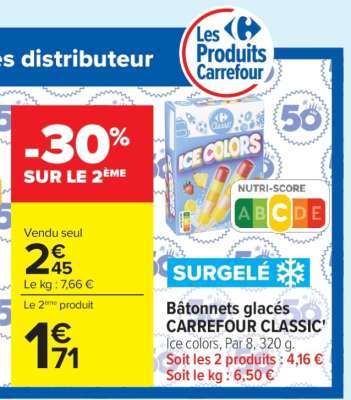 Bâtonnets glacés CARREFOUR CLASSIC'