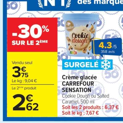 Crème glacée CARREFOUR SENSATION