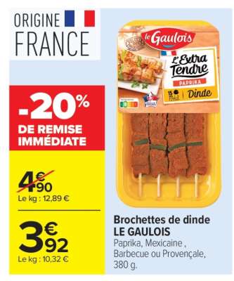 BROCHETTES DE DINDE LE GAULOIS
