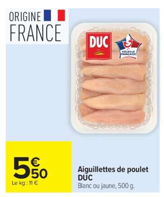 AIGUILLETTES DE POULET "DUC"