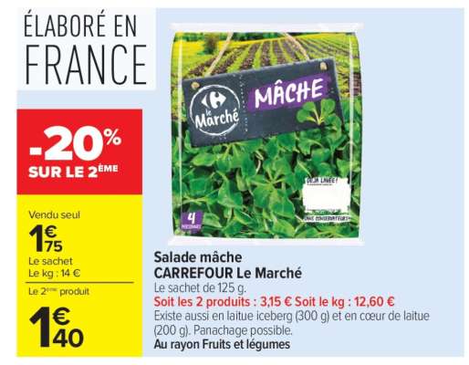 Salade mâche CARREFOUR Le Marché