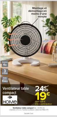 Ventilateur table compact