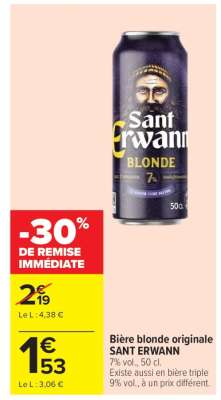 Bière blonde originale SANT ERWANN