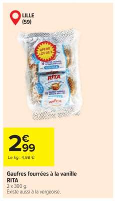 Gaufres fourrées à la vanille RITA