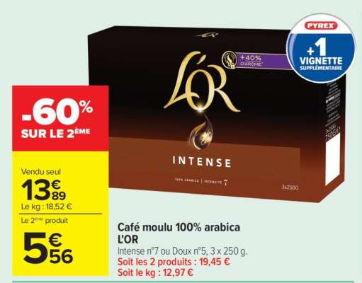 Café moulu 100% arabica L'OR
