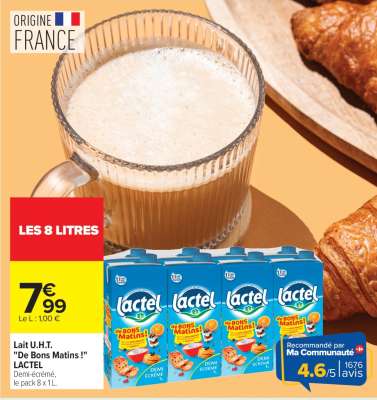 Lait U.H.T. "De Bons Matins !" LACTEL
