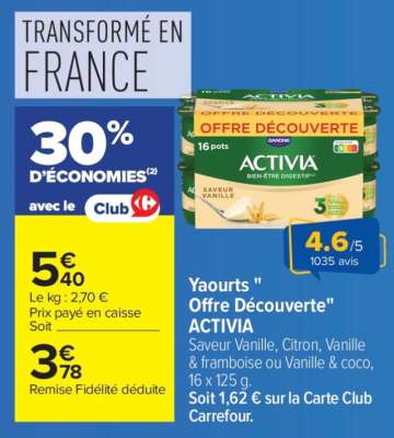 Yaourts «Offre découverte» ACTIVIA