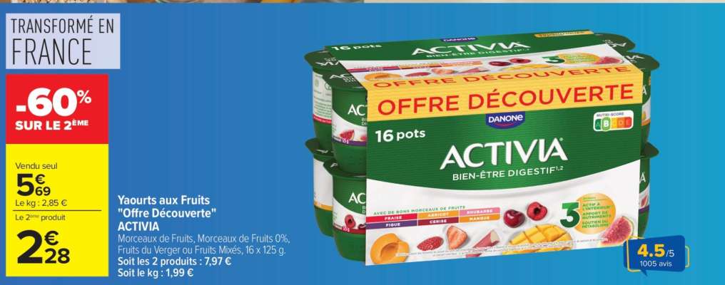 Yaourts aux fruits "Offre Découverte" ACTIVIA