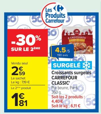 Croissants surgelés CARREFOUR CLASSIC'