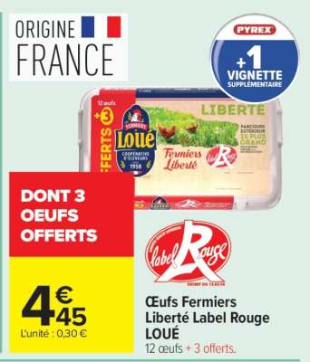 Œufs Fermiers Liberté Label Rouge LOUE