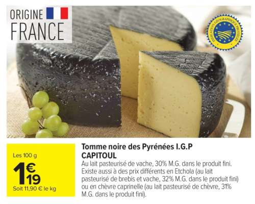 Tomme noire des Pyrénées I.G.P. CAPITOUL