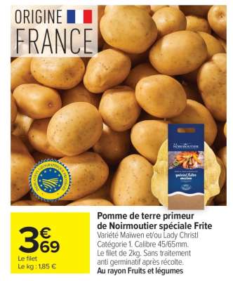 Pomme de terre primeur de Noirmoutier spéciale Frite