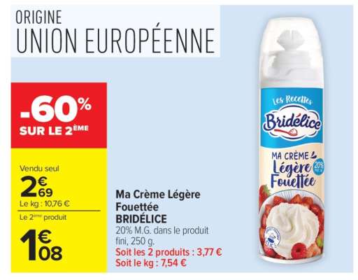 Ma Crème Légère Fouettée BRIDÉLICE
