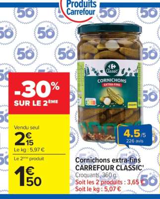 Cornichons Extra-Fins Carrefour Classic