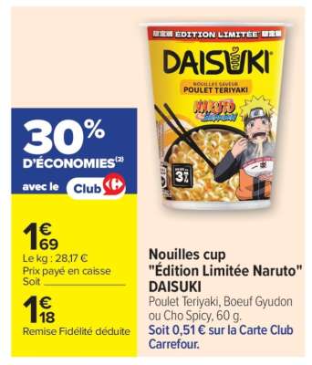 Nouilles cup "Édition Limitée Naruto" DAISUKI