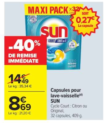 Capsules pour Lave-vaisselle SUN