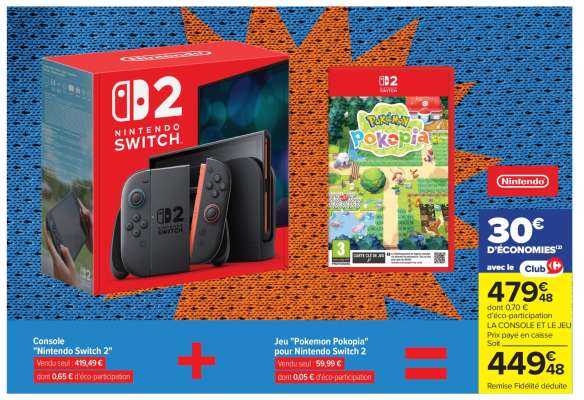 Console "Nintendo Switch 2" + Jeu "Pokemon Pokopia" pour Nintendo Switch 2