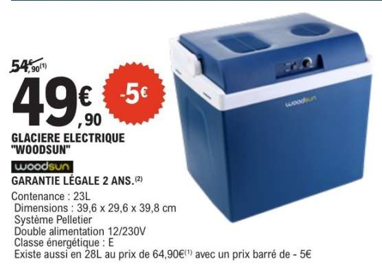 GLACIERE ELECTRIQUE "WOODSUN"
