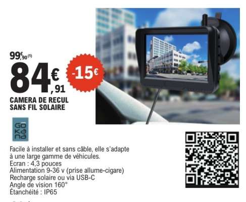 CAMERA DE RECUL SANS FIL SOLAIRE