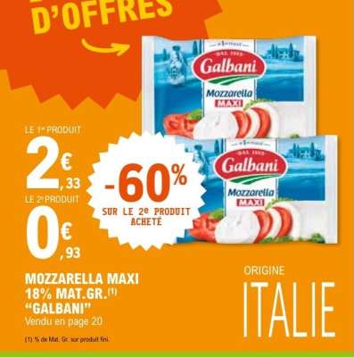 MOZZARELLA MAXI 18% MAT.GR. "GALBANI"
