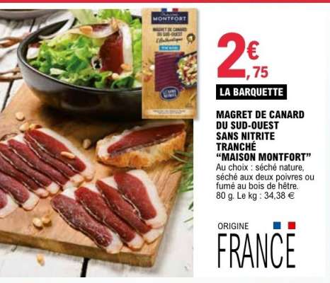 MAGRET DE CANARD DU SUD-OUEST SANS NITRITE TRANCHÉ “MAISON MONTFORT”
